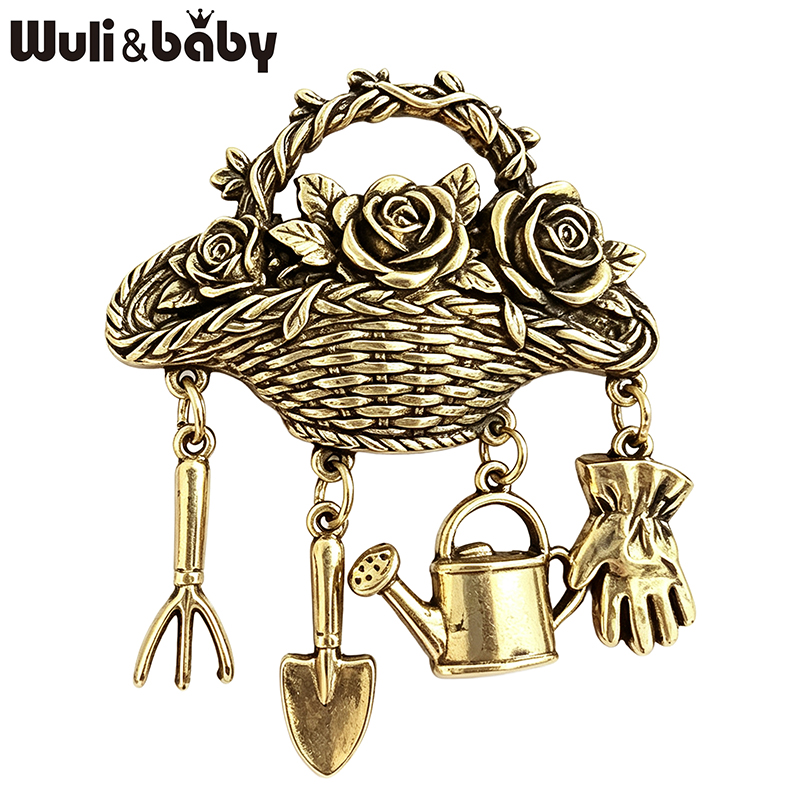 Gardening Tools For 3 Year Old - Wuli&baby Vintage Bloemenmand Broches Voor Vrouwen